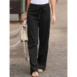 FJØRNA women's lightweight summer trousers with wide leg and drawstring, made from breathable fabric, perfect for warm weather.