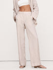 Linen Wide Leg Trousers Women Drawstring Pull-On