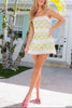 FJØRNA Catalina Mini Palm Lattice Lime beach bag with woven palm design and lime green accents, casual summer accessory