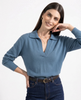 Knit Polo Top Women Collar