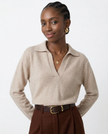 Knit Polo Top Women Collar