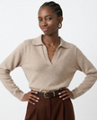 Knit Polo Top Women Collar