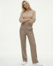 FJØRNA wool blend trousers for women, stylish pants with a tailored fit, shown in a neutral color against a plain background.