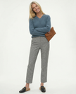 FJØRNA women's wool blend trousers showing tailored fit and classic design in neutral color, suitable for casual or office wear.