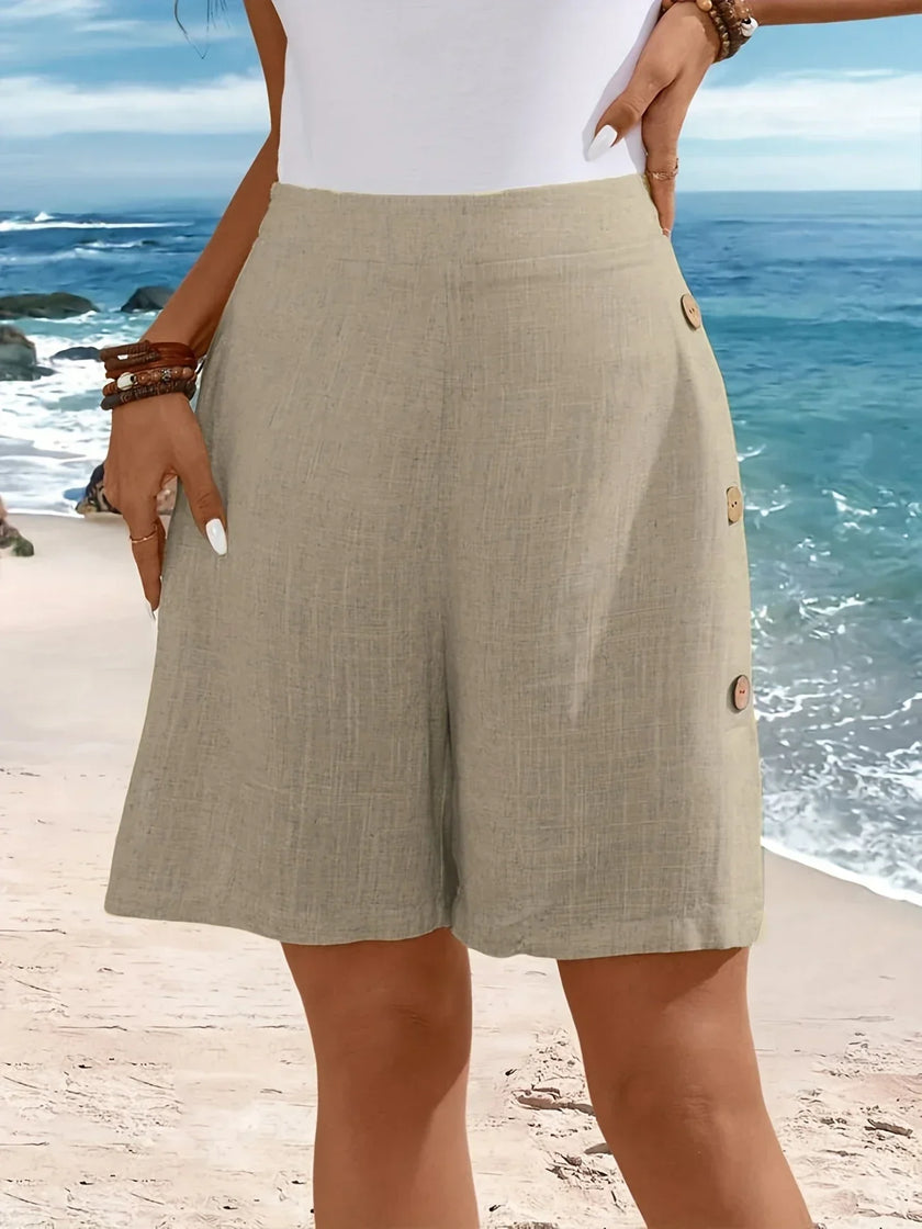 FJØRNA women's lightweight summer shorts with relaxed fit, elastic waist, and breathable fabric for comfortable warm-weather wear.