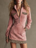 Pink Faux Suede Leopard Print Mini Dress | Casual Dress