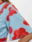 FJØRNA women's floral maxi dress with short sleeves, elegant and flowing, perfect for summer or special occasions.
