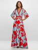 FJØRNA elegant floral maxi dress for women with short sleeves, flowing fabric and a stylish, feminine design.