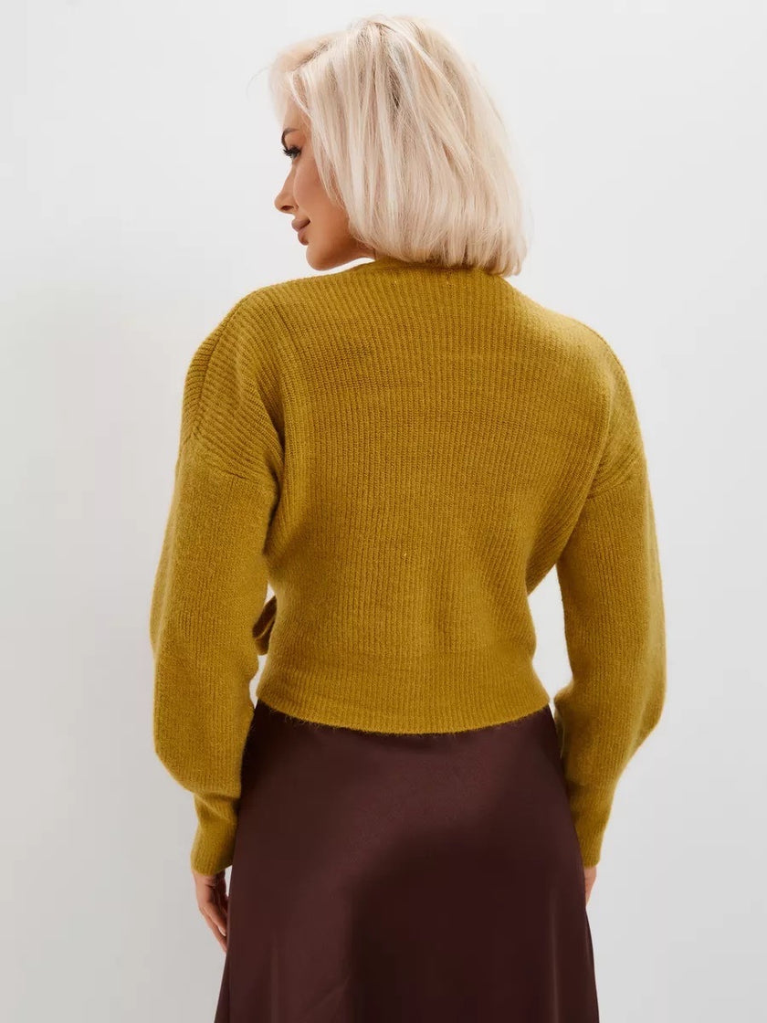 Knitted Sweater Coat V-Neck