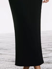 FJØRNA elegant contrast collar sleeveless maxi pencil dress for women, featuring a fitted silhouette and stylish design.