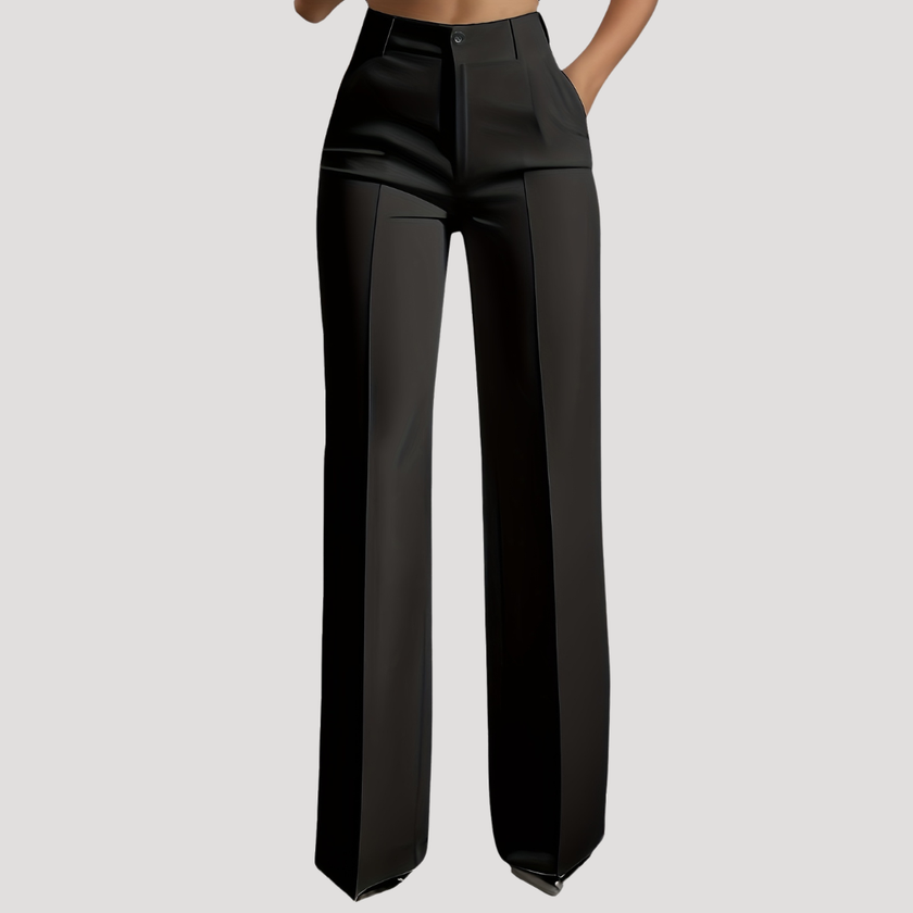 FJØRNA lightweight summer women's high waist wide-leg breathable trousers, shown in a neutral color with relaxed fit.
