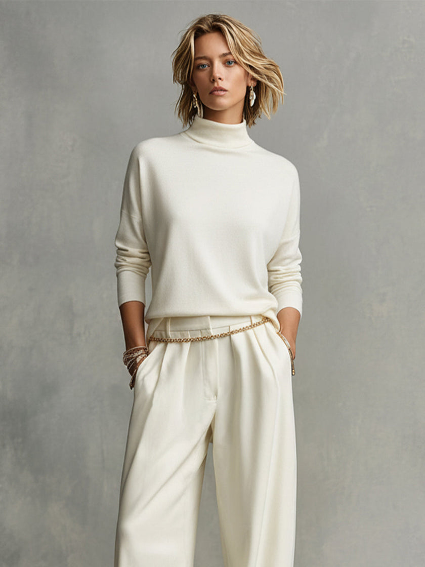 FJØRNA lightweight summer women's trousers with wide leg and belt, made from soft, breathable fabric for casual wear.