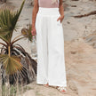 Women's Summer High Waisted Trouser with Wide Leg and Elastic Waist