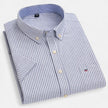 Men's FJØRNA Oxford cotton short sleeve button-up shirt, classic design with a collar and front buttons, in a casual style.