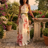 FJØRNA women's maxi dress with a casual summer style, regular fit and asymmetric neckline, suitable for casual or wedding occasions