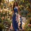 FJØRNA women's maxi dress with an asymmetric neckline, casual summer style, perfect for weddings and relaxed occasions.