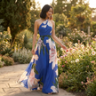 FJØRNA maxi dress for women featuring a casual summer style with an asymmetric neckline and a regular fit.