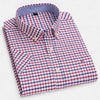FJØRNA men's Oxford cotton short sleeve button-up shirt with a classic collar and button front, displayed flat on a white background.
