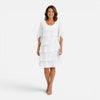 Women's chiffon layered midi dress by FJØRNA, knee-length with elegant, comfortable design and flowing fabric for stylish wear.