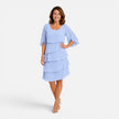 FJØRNA women's chiffon layered midi dress with knee-length, elegant and comfortable for stylish everyday wear.
