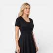 FJØRNA women's V neck wrap dress with high waist, suitable for formal occasions and wedding guest attire.