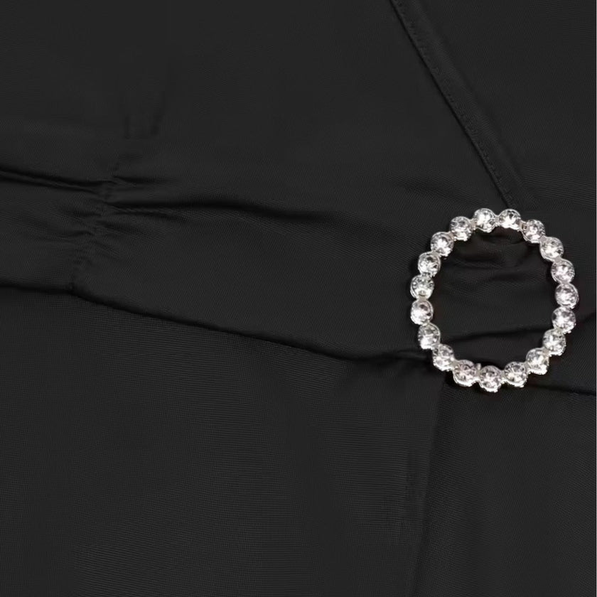FJØRNA women's V neck wrap dress with high waist, perfect for formal occasions or wedding guest attire.