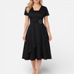 Women's high waist V neck wrap dress by FJØRNA, perfect for formal weddings, featuring a stylish and elegant summer design.