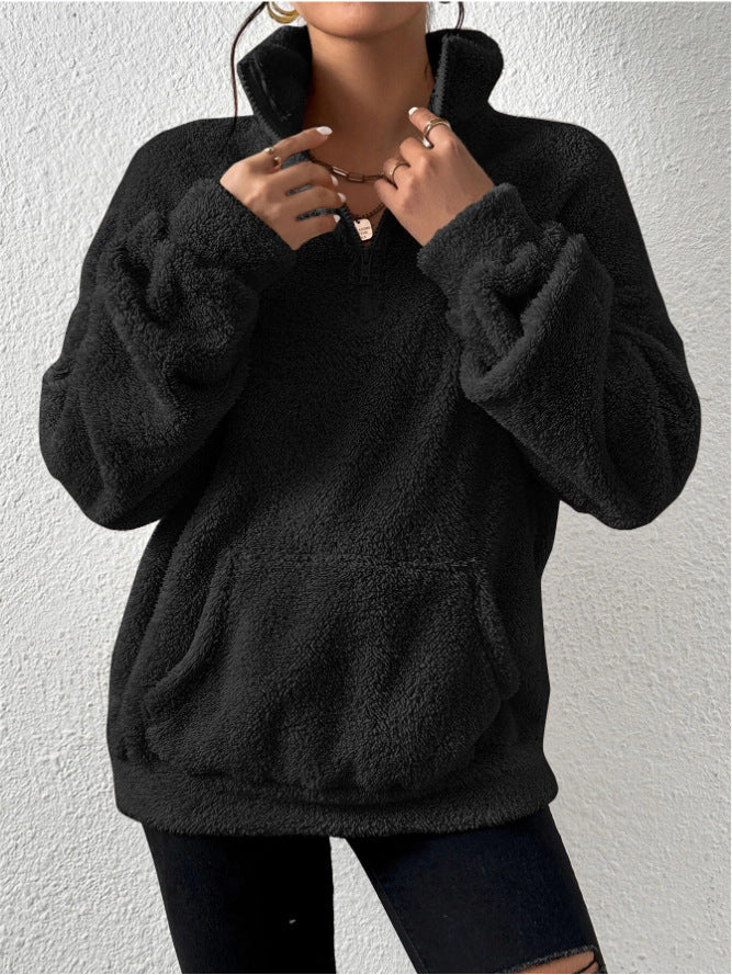 Plush Stand Collar Sweater