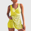 FJØRNA women's round neck bikini set in a regular fit, featuring a stylish swimwear design with a smooth fabric finish.