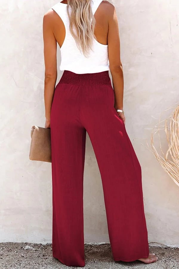 FJØRNA women's lightweight summer trousers with high waist, relaxed fit, and elastic waistband, perfect for casual wear