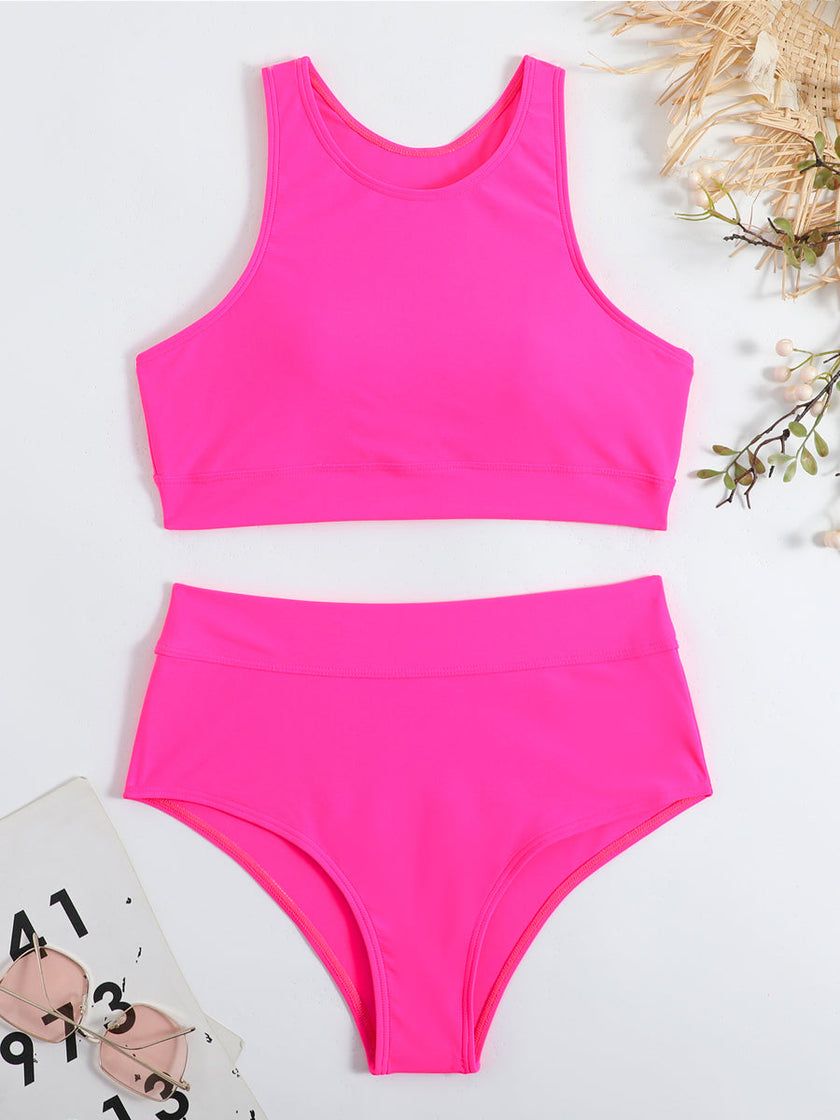 Women's FJØRNA sporty bikini set with elegant cut, featuring a stylish swimwear design perfect for beach and pool outings.