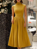 FJØRNA two-way convertible high-neck draped midi dress for women, featuring a stylish, versatile design in a flowy fabric.