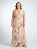 FJØRNA elegant floral maxi dress for women, featuring short sleeves and a flowy design, perfect for summer occasions.