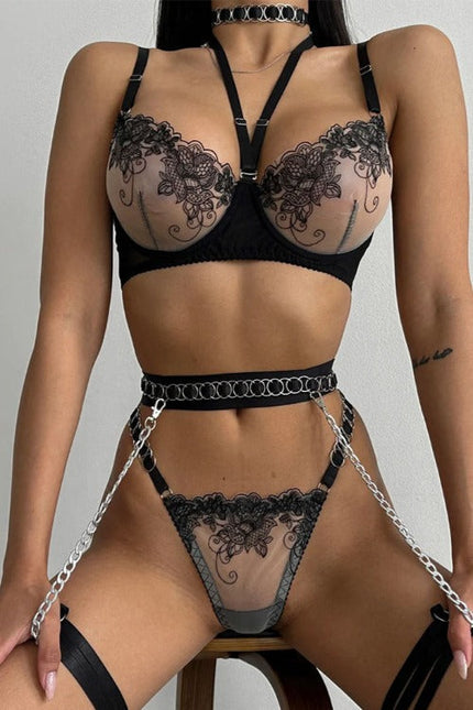 CAPRICE Women's Lingerie Set Featuring Thigh Bands