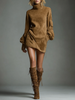 Suede Turtleneck Mini Dress Womens For Women