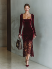 Burgundy Velvet Maxi Dress | Evening Dress