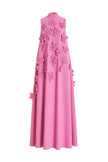 FJØRNA Adeline Blossom Elegance Maxi Dress in white with floral embellishments, sleeveless design, flowing fabric, elegant style