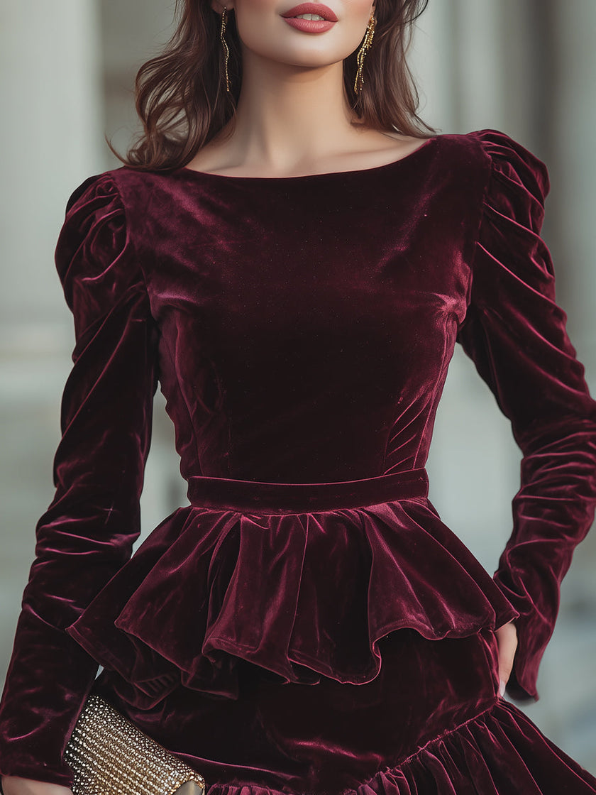 FJØRNA long sleeve layered ruffle mini dress for women, featuring a stylish ruffle design and feminine silhouette.
