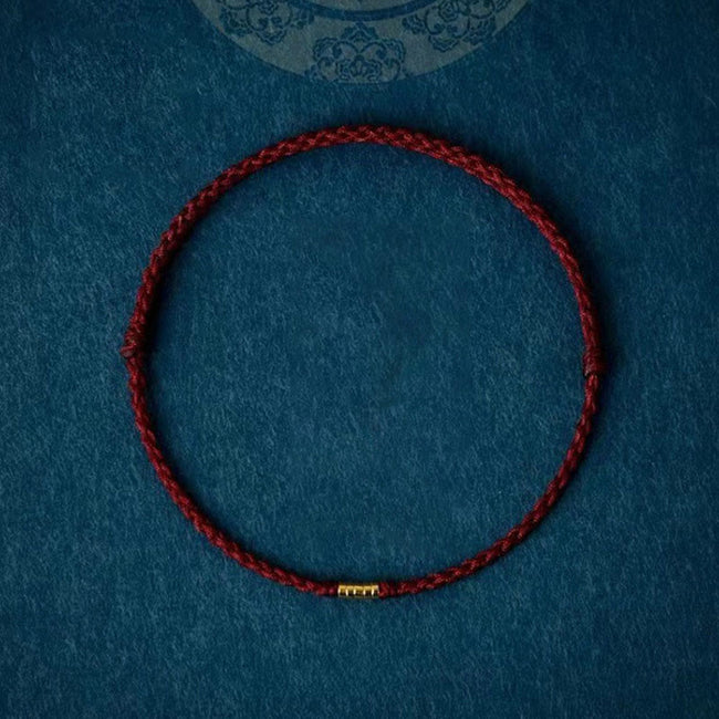 Emily - Stones 925 Sterling Silver Lucky Golden Bead Braided String Bracelet Anklet