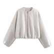 Soft Round-Neck Jacket Gray