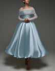 Pink satin midi dress for women featuring strapless, A-line silhouette, with shawl and strappy details by FJØRNA.