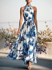 FJØRNA linen maxi dress in soft, flowy fabric with a relaxed fit and adjustable straps, perfect for summer or casual wear.