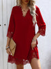 FJØRNA white A-line mini dress with loose fit, hollow design, V-neck, and solid color, perfect for casual or summer wear.