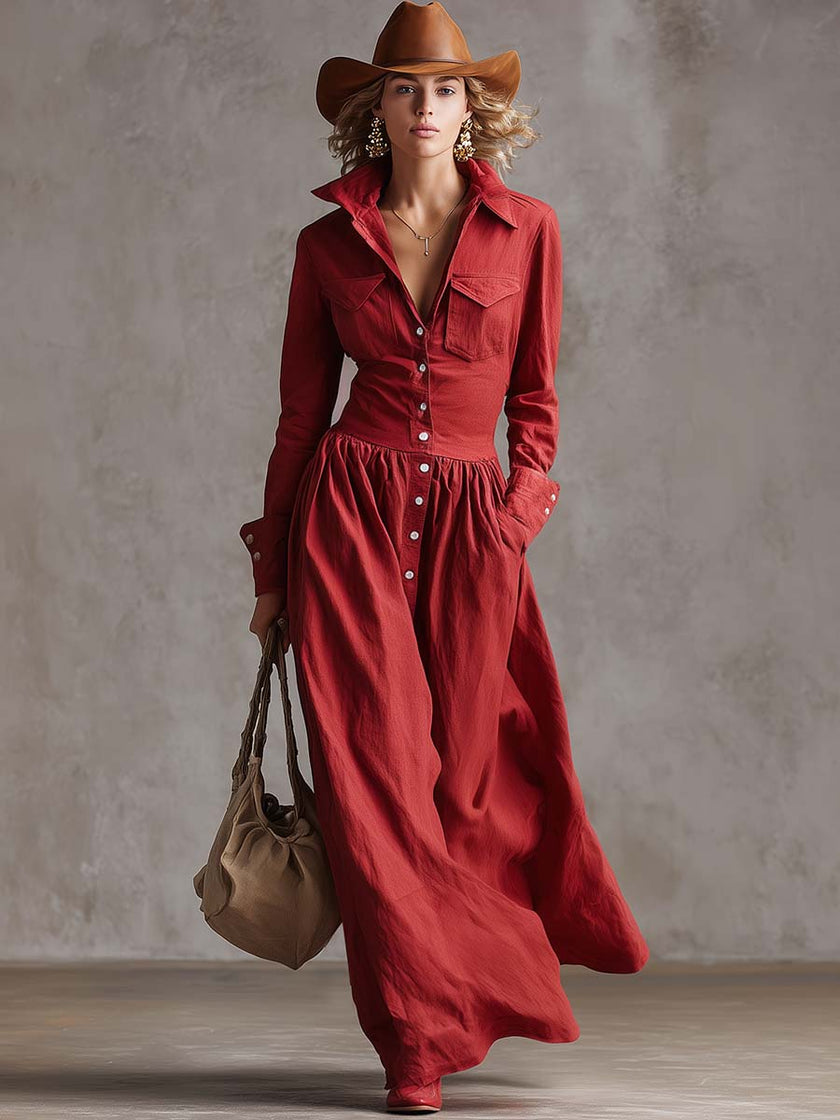 Red Linen Maxi Dress | Casual Dress
