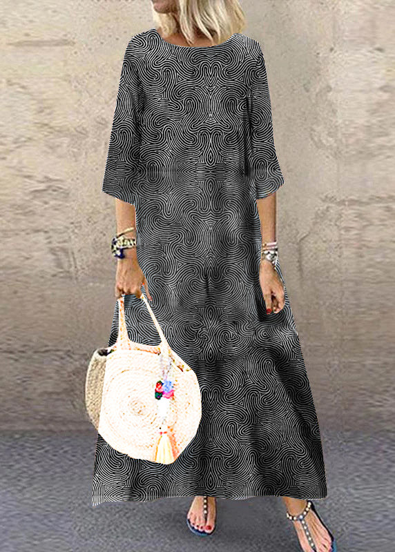 FJØRNA khaki plaid maxi dress with o-neck, half sleeves, and ruffle detail, perfect for casual or summer wear