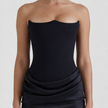 FJØRNA women's strapless maxi corset dress with fitted bodice and flowing skirt, perfect for formal occasions.