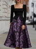FJØRNA floral jacquard peplum bodice midi dress with a fitted waist and elegant floral pattern, perfect for stylish occasions.