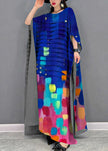 FJØRNA Grace Green O-neck striped chiffon ankle dress with batwing sleeves, featuring a maxi length and elegant design.