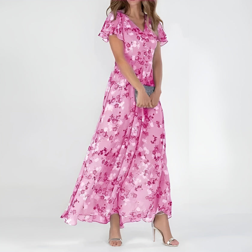 FJØRNA elegant mini dress for women, flowy evening dress with stylish design, suitable for formal or special occasions.