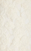 FJØRNA Blanc rosette-detailed georgette mini dress featuring delicate floral accents and lightweight, flowing fabric.